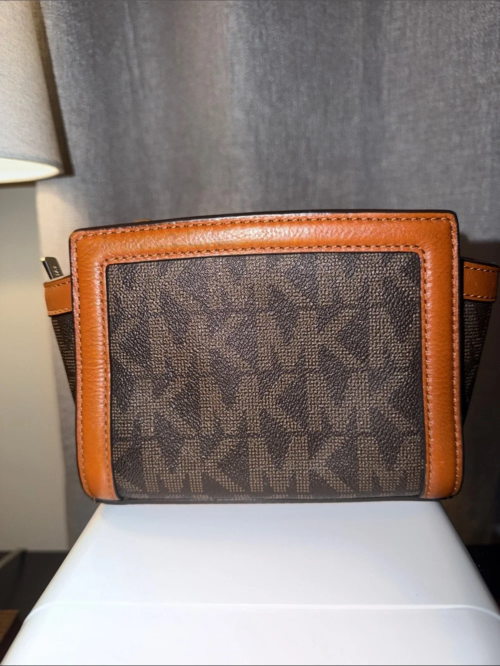 Michael Kors Brown MK Logo Crossbody with Tan Trim